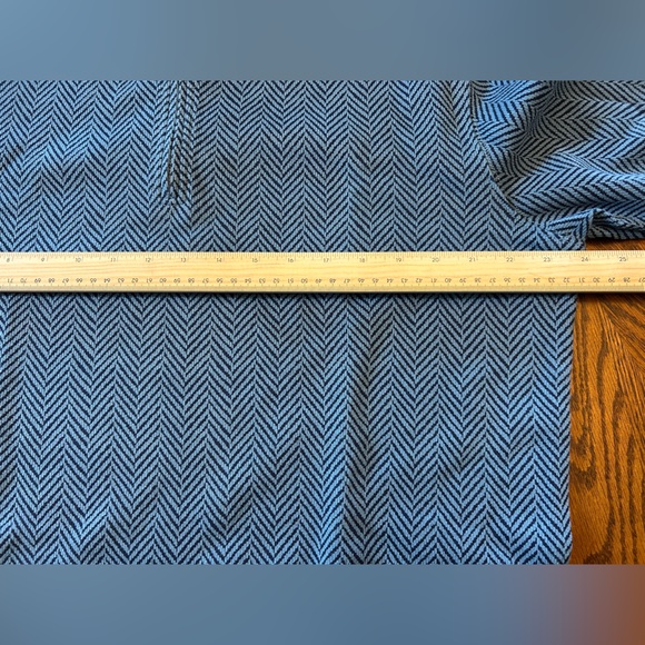 Lands' End Men's Bedford Rib Quarter Zip Pullover Sweater Blue Herringbone L - Picture 12 of 13